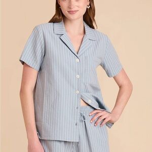 NWT Birdy Grey Light Blue Striped Atticus Pajama Set | Size L